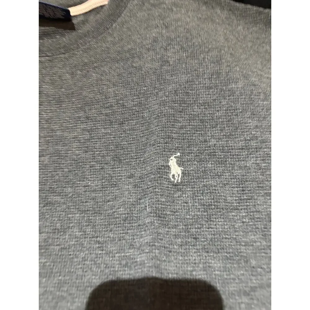 Ralph Lauren xl grey cotton thermal waffle weave sleep shirt euc